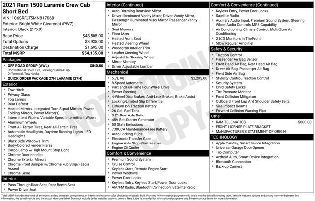 2021 Ram 1500 Laramie Crew Cab 4x4 57 Box