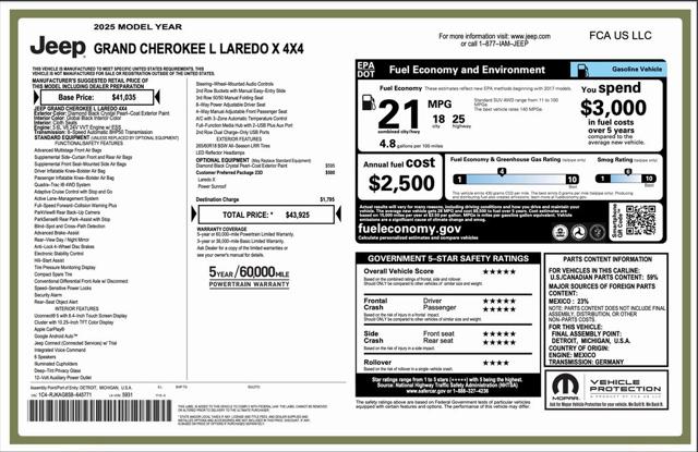 2025 Jeep Grand Cherokee GRAND CHEROKEE L LAREDO X 4X4