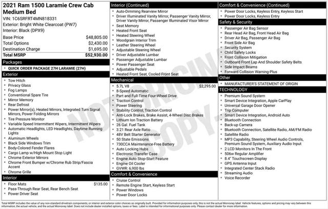 2021 Ram 1500 Laramie Crew Cab 4x4 64 Box