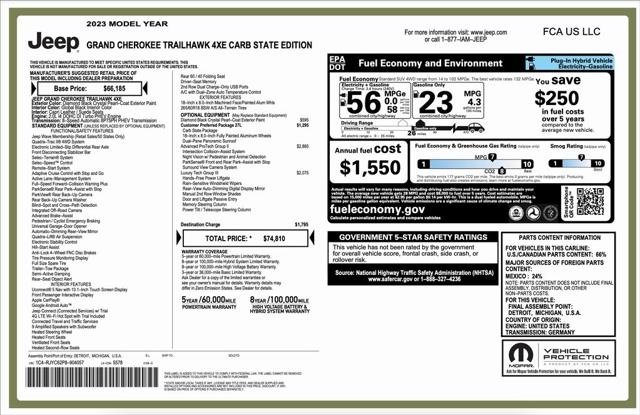 2023 Jeep Grand Cherokee 4xe Trailhawk Carb State Pkg