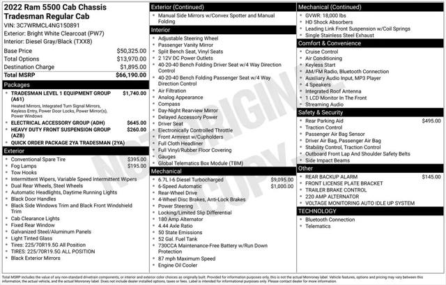2022 Ram 5500 Tradesman/SLT
