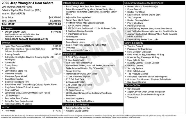 2025 Jeep Wrangler WRANGLER 4-DOOR SAHARA