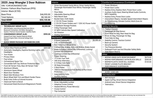2025 Jeep Wrangler WRANGLER 2-DOOR RUBICON
