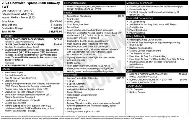 2024 Chevrolet Express Cutaway Work Van