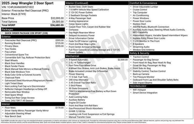 2025 Jeep Wrangler WRANGLER 2-DOOR SPORT