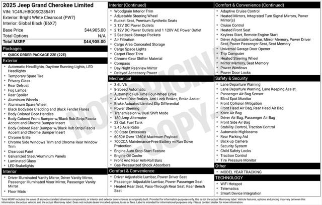 2025 Jeep Grand Cherokee GRAND CHEROKEE LIMITED 4X4