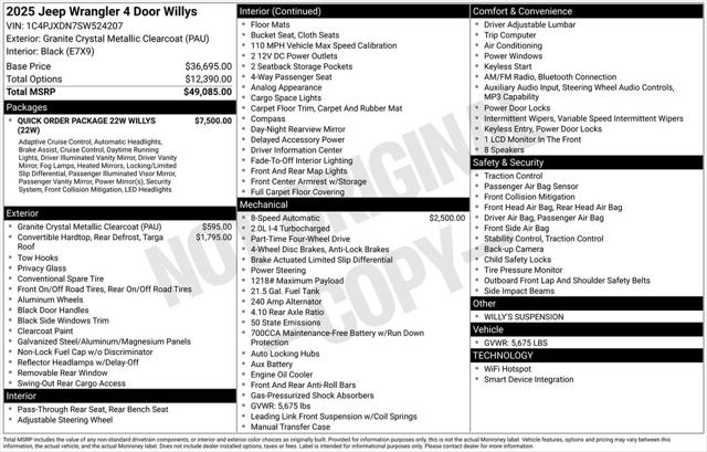 2025 Jeep Wrangler WRANGLER 4-DOOR WILLYS