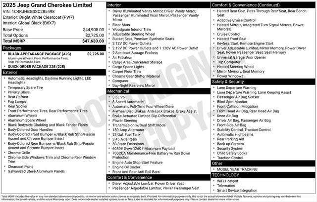 2025 Jeep Grand Cherokee GRAND CHEROKEE LIMITED 4X4