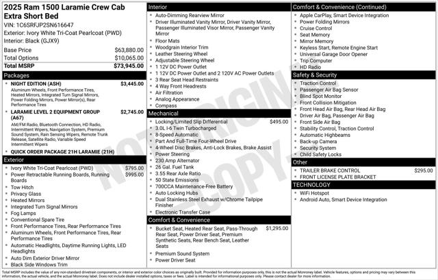 2025 RAM Ram 1500 RAM 1500 LARAMIE CREW CAB 4X4 57 BOX