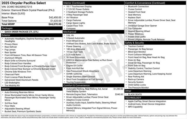 2025 Chrysler Pacifica PACIFICA SELECT