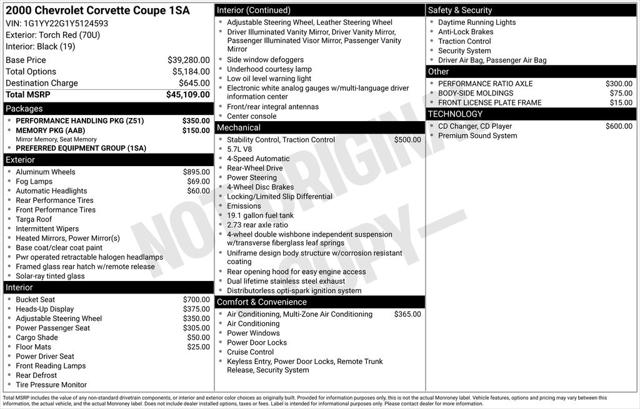 2000 Chevrolet Corvette Base