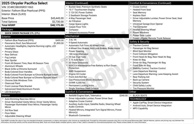2025 Chrysler Pacifica PACIFICA SELECT AWD