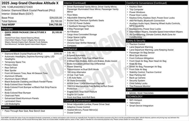 2025 Jeep Grand Cherokee GRAND CHEROKEE ALTITUDE X 4X4
