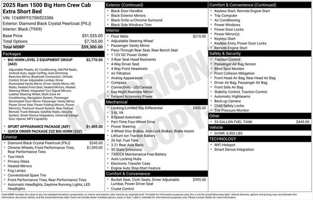 2025 RAM Ram 1500 RAM 1500 BIG HORN CREW CAB 4X4 57 BOX