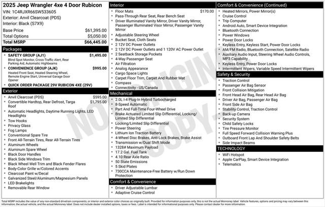 2025 Jeep Wrangler 4xe WRANGLER 4-DOOR RUBICON 4xe