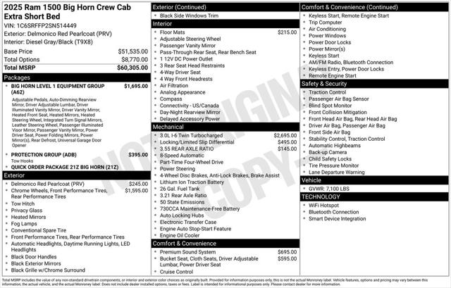 2025 RAM Ram 1500 RAM 1500 BIG HORN CREW CAB 4X4 57 BOX