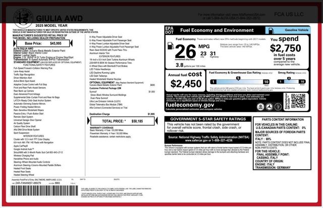 2025 Alfa Romeo Giulia GIULIA AWD 2025 Alfa Romeo Giulia GIULIA AWD