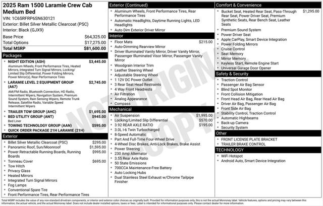 2025 RAM Ram 1500 RAM 1500 LARAMIE CREW CAB 4X4 64 BOX