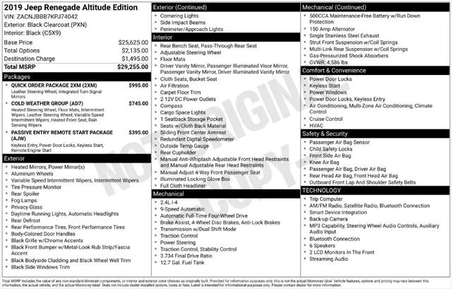 2019 Jeep Renegade Altitude 4x4 for sale near Norwalk, OH