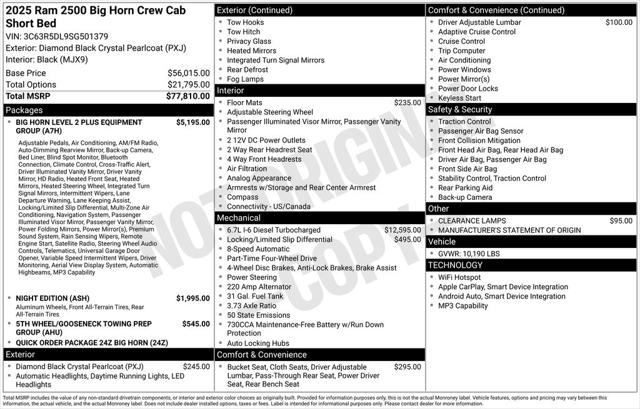 2025 RAM Ram 2500 RAM 2500 BIG HORN CREW CAB 4X4 64 BOX