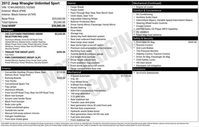 2012 Jeep Wrangler Unlimited Sport