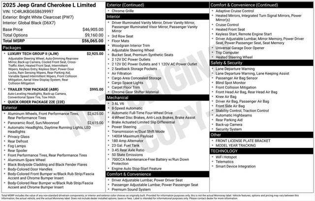 2025 Jeep Grand Cherokee GRAND CHEROKEE L LIMITED 4X4