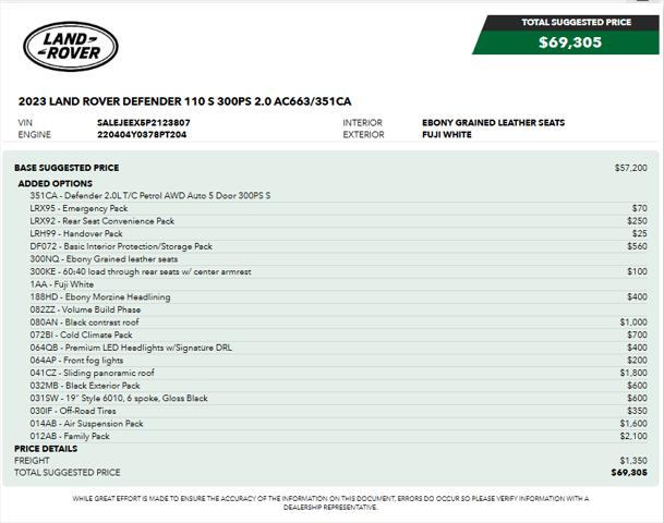 2023 Land Rover Defender 110 S