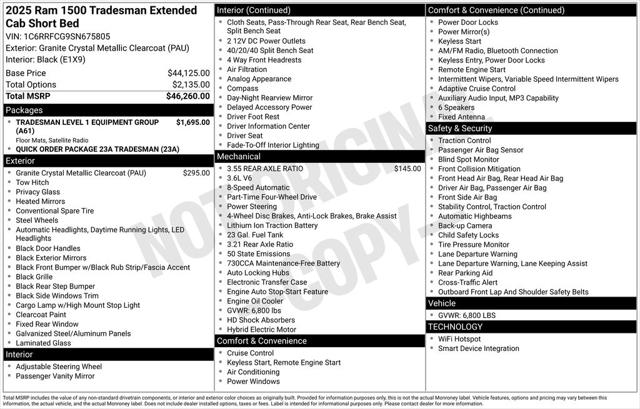 2025 RAM Ram 1500 RAM 1500 TRADESMAN QUAD CAB 4X4 64 BOX