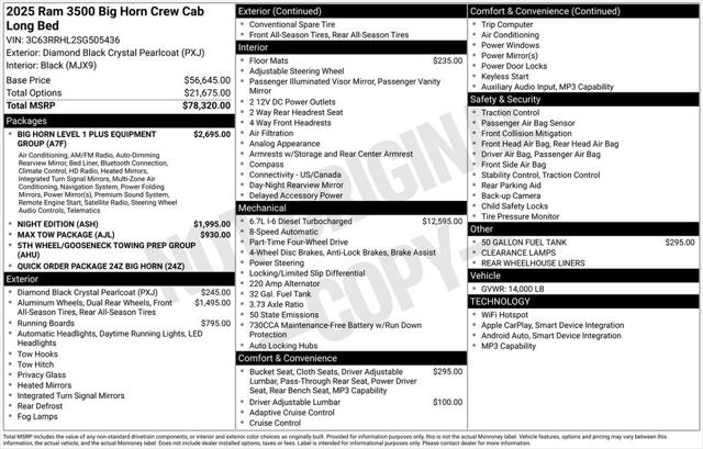 2025 RAM Ram 3500 RAM 3500 BIG HORN CREW CAB 4X4 8 BOX