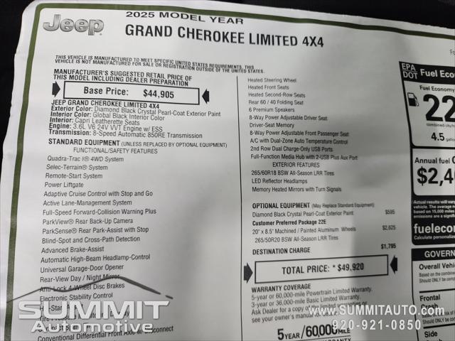 2025 Jeep Grand Cherokee GRAND CHEROKEE LIMITED 4X4