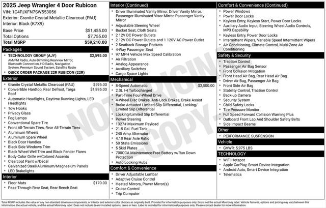 2025 Jeep Wrangler WRANGLER 4-DOOR RUBICON