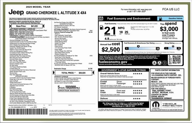 2025 Jeep Grand Cherokee GRAND CHEROKEE L ALTITUDE X 4X4