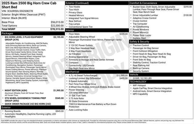 2025 RAM Ram 2500 RAM 2500 BIG HORN CREW CAB 4X4 64 BOX