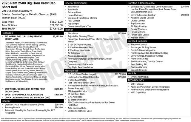 2025 RAM Ram 2500 RAM 2500 BIG HORN CREW CAB 4X4 64 BOX