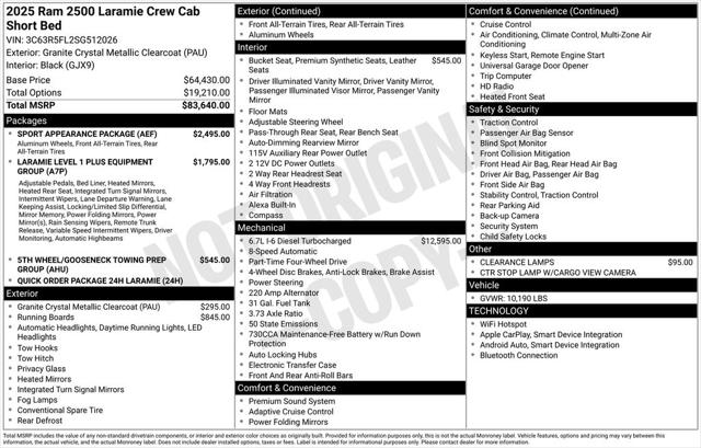 2025 RAM Ram 2500 RAM 2500 LARAMIE CREW CAB 4X4 64 BOX