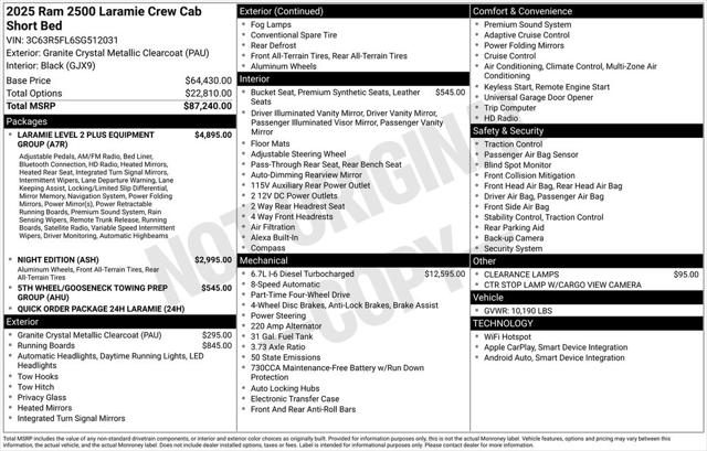 2025 RAM Ram 2500 RAM 2500 LARAMIE CREW CAB 4X4 64 BOX