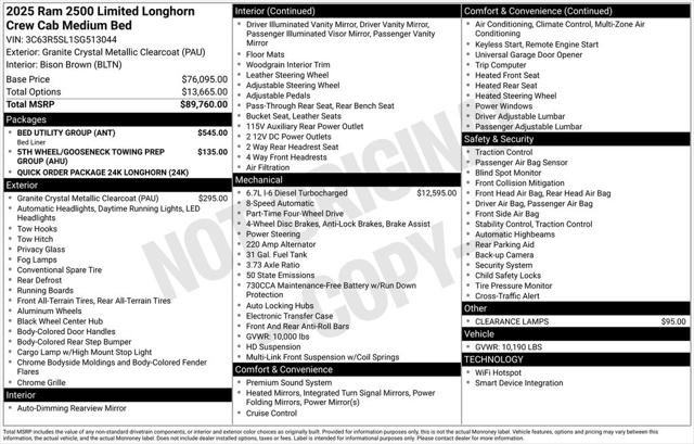 2025 RAM Ram 2500 RAM 2500 LIMITED LONGHORN CREW CAB 4X4 64 BOX
