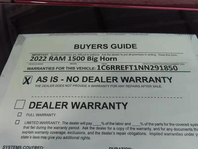 2022 Ram 1500 Big Horn Crew Cab 4x2 5'7" Box