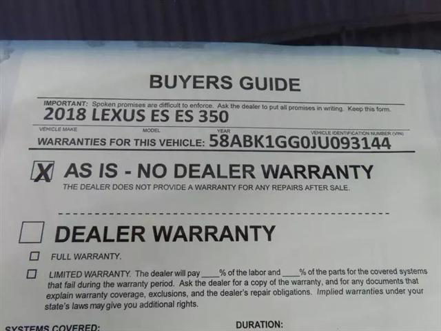 2018 Lexus ES 350 ES 350 Sedan 4D