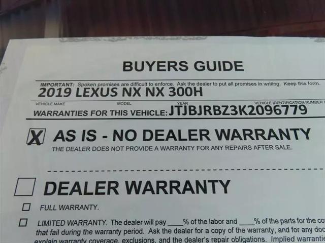 2019 Lexus NX 300h 300h Sport Utility 4D