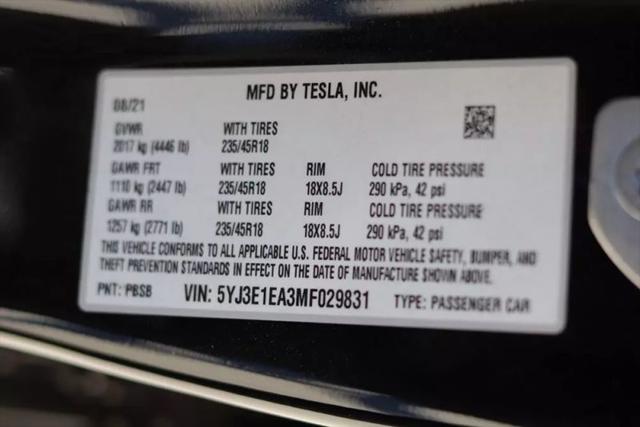 2021 Tesla Model 3 Standard Range Plus Rear-Wheel Drive