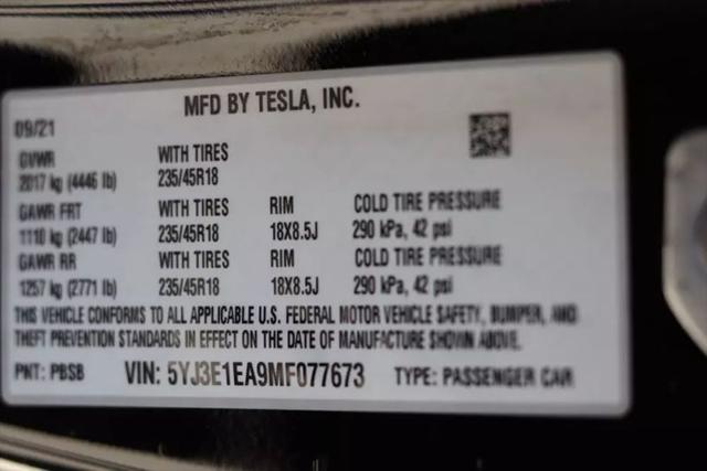 2021 Tesla Model 3 Standard Range Plus Rear-Wheel Drive