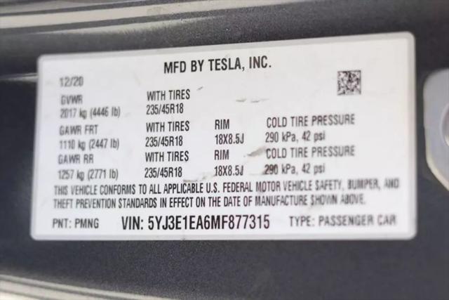 2021 Tesla Model 3 Standard Range Plus Rear-Wheel Drive