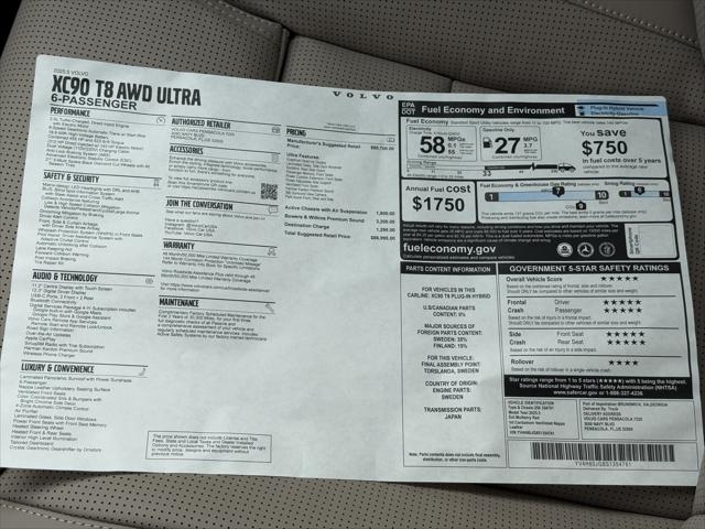 2025 Volvo XC90 Plug-In Hybrid T8 Ultra 6-Seater