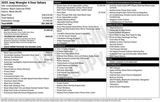 2025 Jeep Wrangler WRANGLER 4-DOOR SAHARA