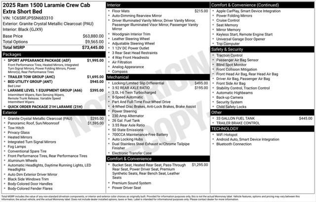 2025 RAM Ram 1500 RAM 1500 LARAMIE CREW CAB 4X4 57 BOX