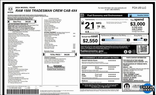 2024 Ram 1500 Tradesman Crew Cab 4x4 5'7" Box