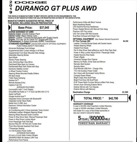 2019 Dodge Durango GT Plus AWD
