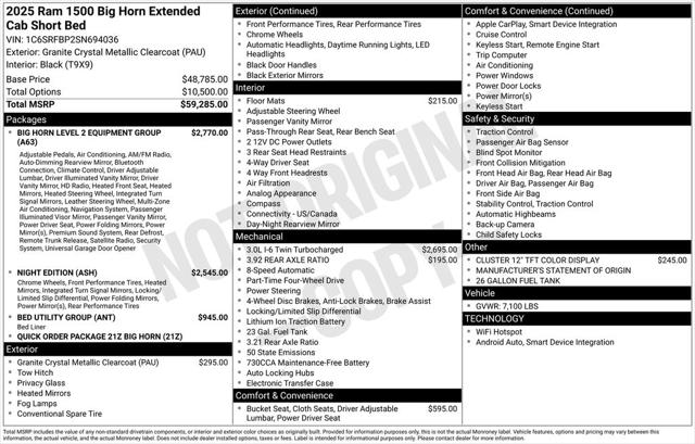 2025 RAM Ram 1500 RAM 1500 BIG HORN QUAD CAB 4X4 64 BOX