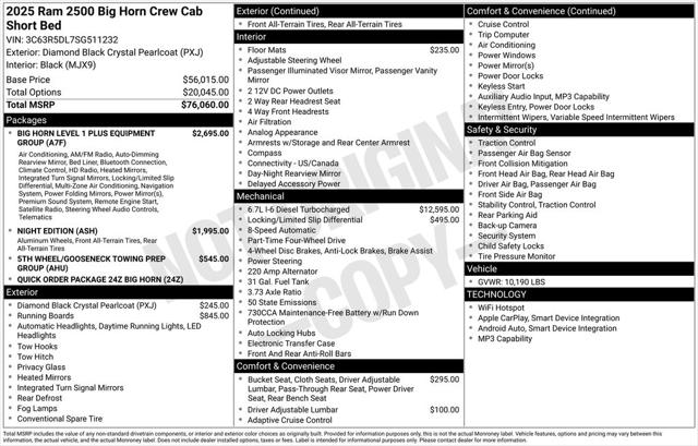 2025 RAM Ram 2500 RAM 2500 BIG HORN CREW CAB 4X4 64 BOX